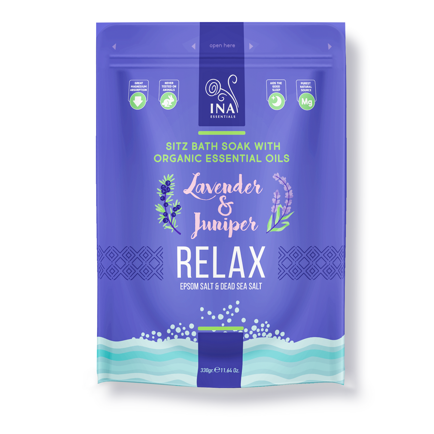 Relax - Badesalz mit Lavendel und Wacholder zum Entspannen und Stressabbau