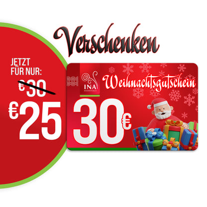 Kaufen Sie einen Weihnachtsgutschein im Wert von 30€, zahlen Sie 25€ - Digitaler Gutschein