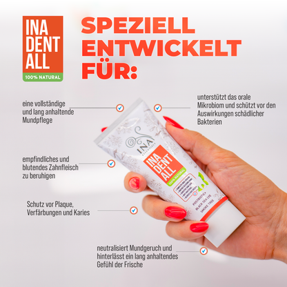 Kaufen Sie 3 Ina Dent-All Zahnpasten, erhalten Sie 1 Mundwasser Perückenstrauch Gratis