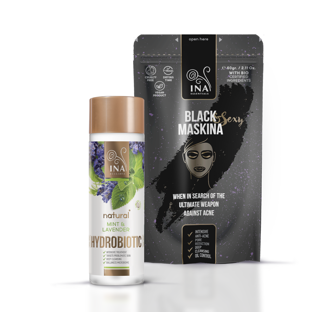Black-Maskina (60g) & Hydrobiotic - DIY Combo für Problemhaut